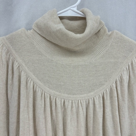 Madewell Women’s Medium Shirred Balloon Sleeve Turtleneck Sweater Cream Knit - Picture 7 of 11